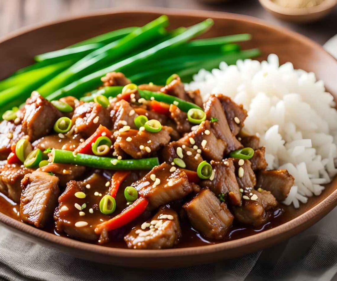 Beef & Mushroom Stir-Fry with Green Beans and Rice
