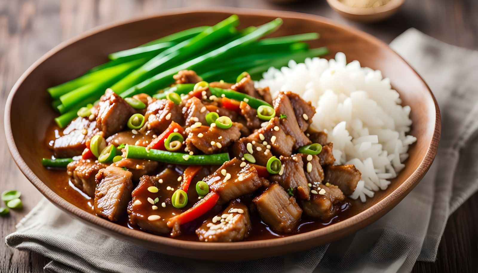 Beef & Mushroom Stir-Fry with Green Beans and Rice