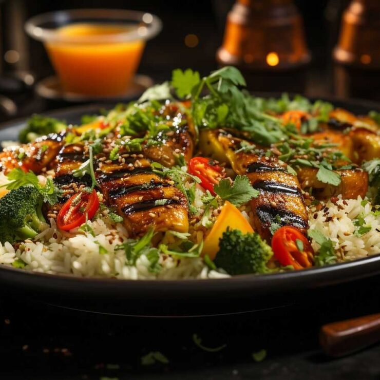 Halloumi & Roasted Vegetables Bowl with Rice